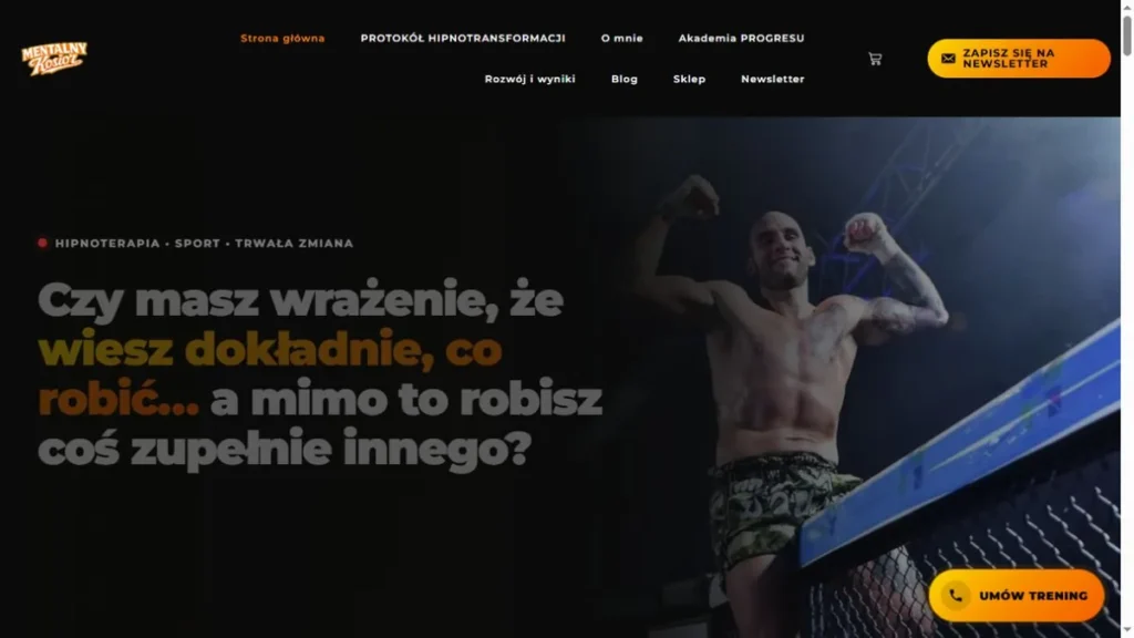Strona Mentalny Kosior z ofertą hipnoterapii i rozwoju mentalnego w sporcie