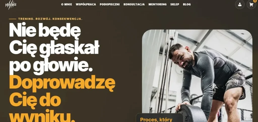 Strona trenera Marcina Zająca Miodożera z ofertą współpracy i zdjęciem treningowym
